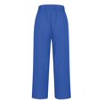 thumbnail image 5 of Yindaity Cropped Linen Pants Women Summer Elastic Waist Straight Leg Plus Size Crop Pants Casual Beach Trousers with Pockets Blue,S, 5 of 5