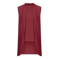 thumbnail image 4 of Women's Crew Neck Sleeveless Casual Tank Tops Summer Irregular Going Out Tank Tops Slim Solid Color Trendy Clothes Big Crop Top Long Top Women Satin Blouse Women Layering Active Tops for Women Loose A, 4 of 5