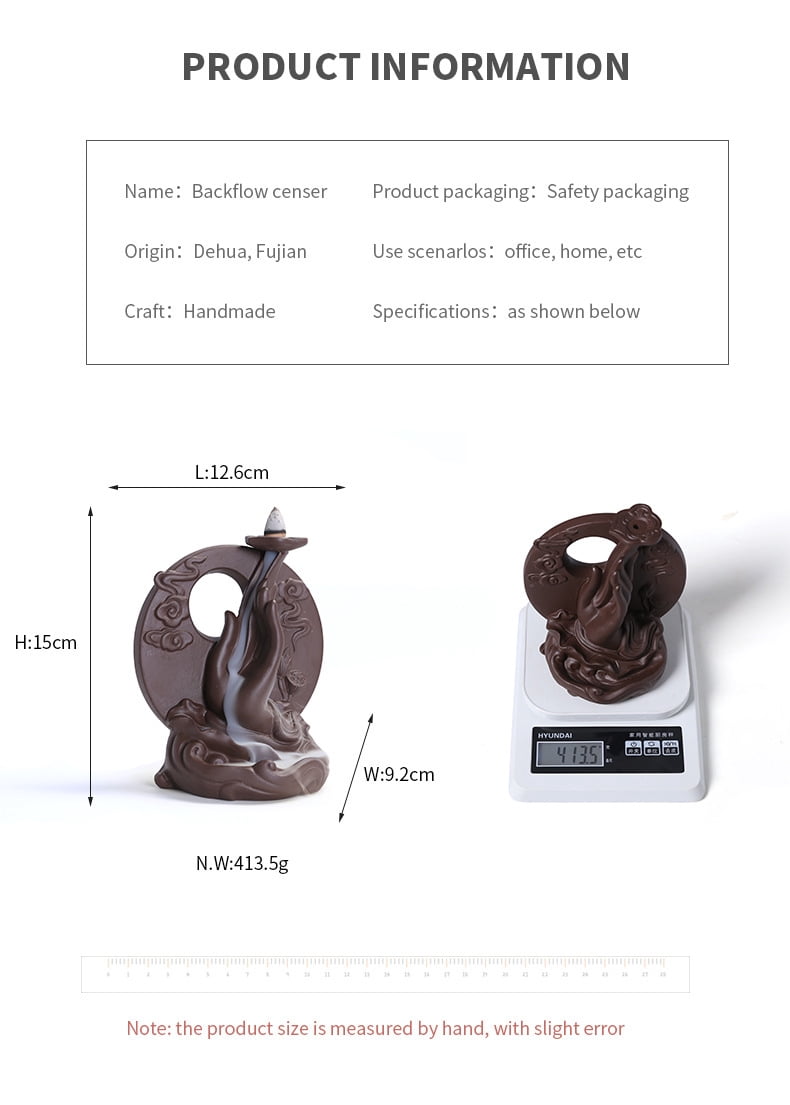 Retro Backflow Incense Burner Creative Incense Burner Backflow Censer Incense Burner Buddhism Incense Holders Home Decoration for Tea Ceremony Home Office Aromatherapy Ornament
