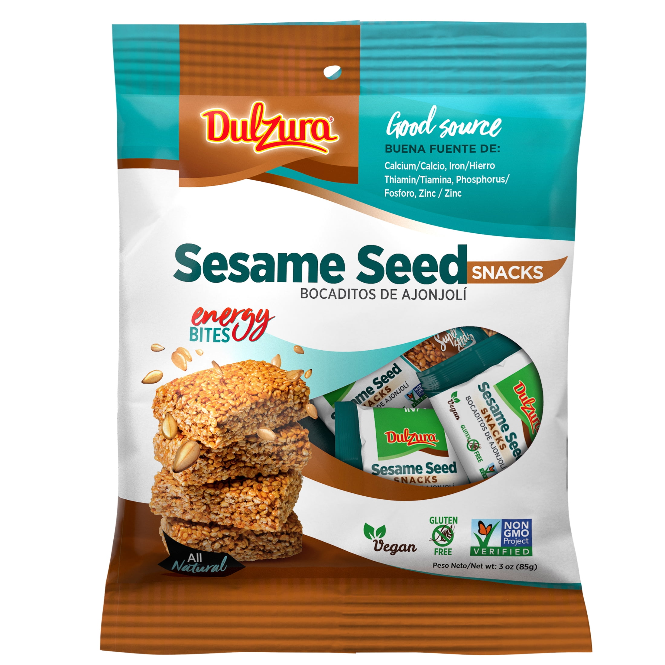 (4 pack) Dulzura Borincana All Natural Crunchy Sesame Seed Bars, 10 oz
