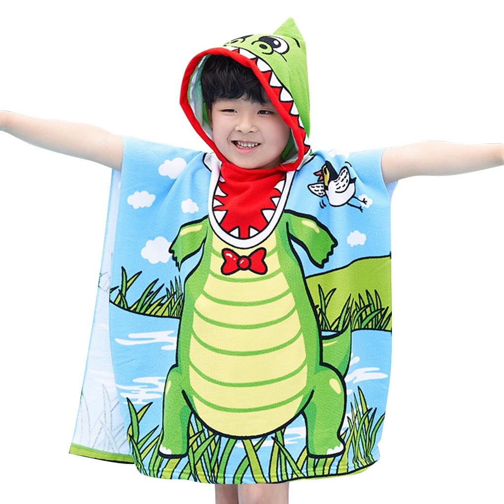 Kids Hooded Towel Poncho Watermelon Design Childrens Bathrobe Swim Bath Sun 