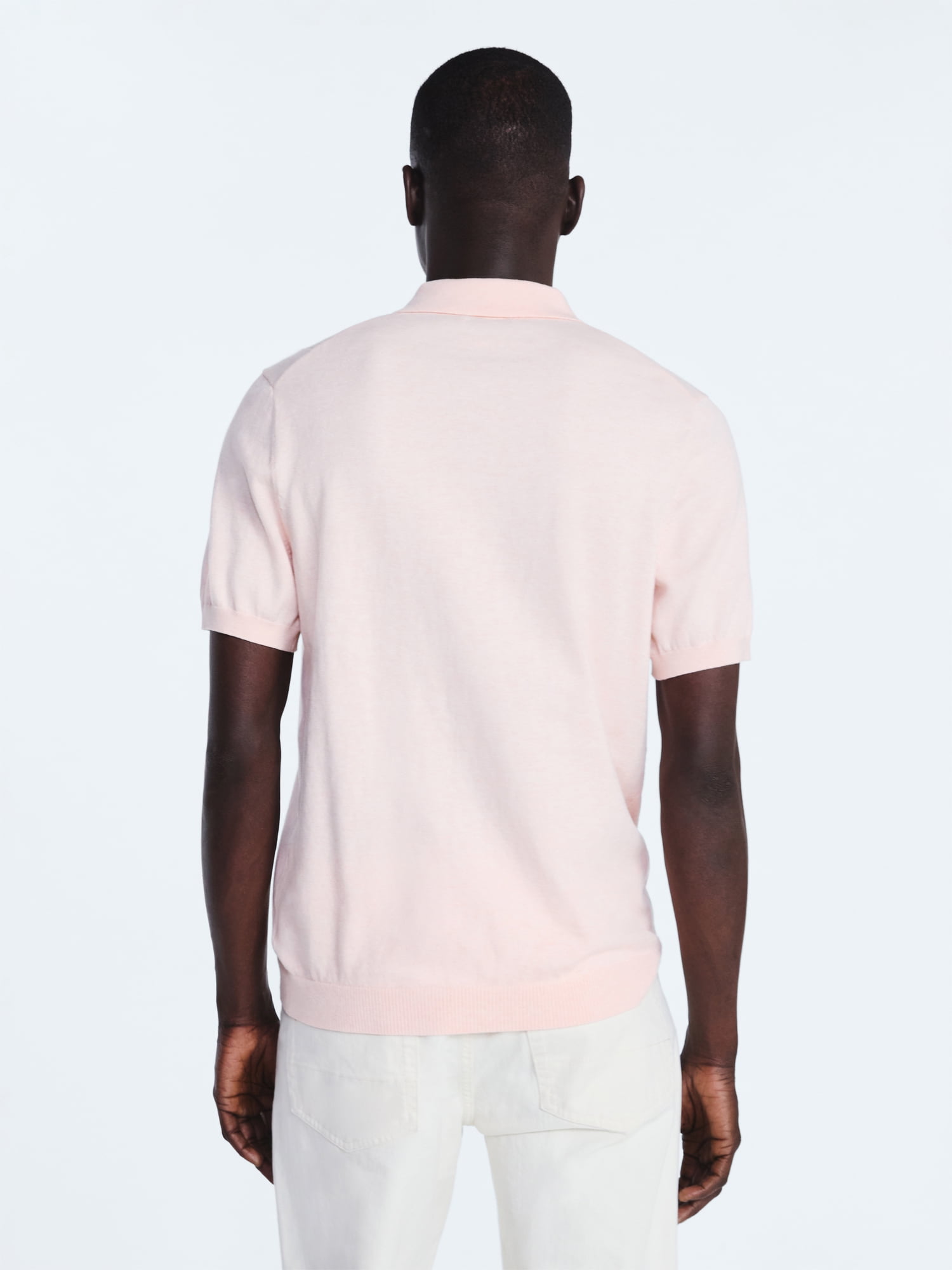Free Assembly Men's Textured Stripe Polo Sweater with Short Sleeves, Sizes S-3XL