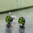 thumbnail image 2 of Gem Stone King 1.61 Ct Oval Green Mystic Topaz G/H Lab Grown Diamond 14K White Gold Earrings, 2 of 3