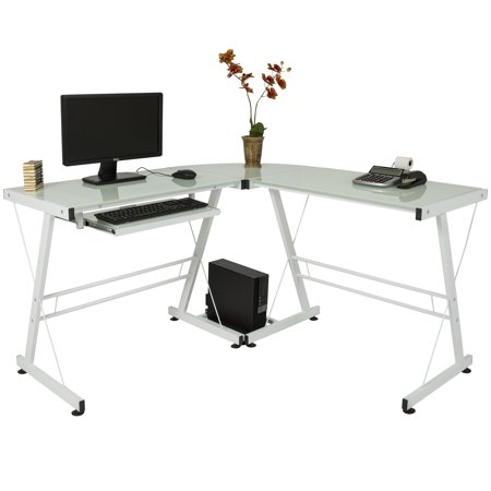 UPC 816586020048 product image for L-Shape Computer Desk PC Glass Laptop Table Workstation Corner Home Office - Whi | upcitemdb.com