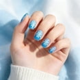 thumbnail image 2 of Short Christmas Press on Nails 24Pcs, Blue Gradient Snowflake Glossy Spooky Fake Nails Set, Reusable False Nails for Holiday Party Daily Wear Women Girls, Christmas Nail Art, 2 of 5