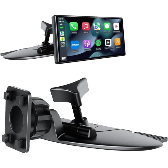 CD Slot Mount with 17mm Ball Adapter for CarPlay Screen, 4-Button Lock Car CD Mount Compatible with 7–10.26 Inch Portable CarPlay Displays, Baby Camera Monitors & Smartphones