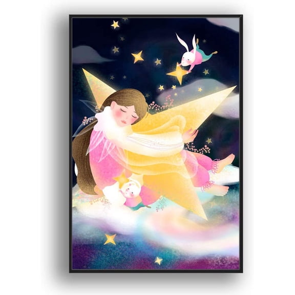 IDEA4WALL Framed Canvas Wall Art for Living Room, Bedroom Flow in The Dream Canvas Prints for Modern Home Decoration Ready to Hang