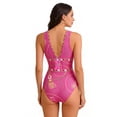 thumbnail image 4 of Delconic One Piece Swimsuit Set with Deep V Neck Decorative Buckle and Printed Wrap Skirt for Women Beachwear Swimwear, 4 of 4