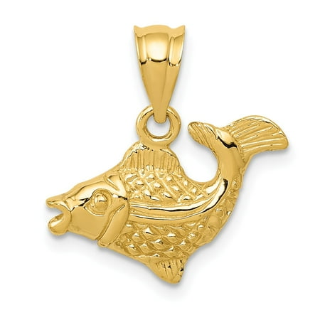 14k Yellow Gold Polished Fish Pendant