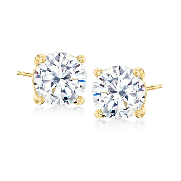 Ross-Simons 4.00 ct. t.w. CZ Stud Earrings in 18kt Yellow Gold, Women's, Adult