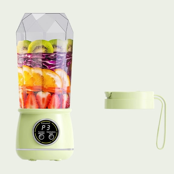 Portable Blender for Smoothies and Shakes, 10-Blade Juicer Cup with LED Display, 1300mAh USB Rechargeable Fruit Mixer for Travel and Gym, with Extra Lid