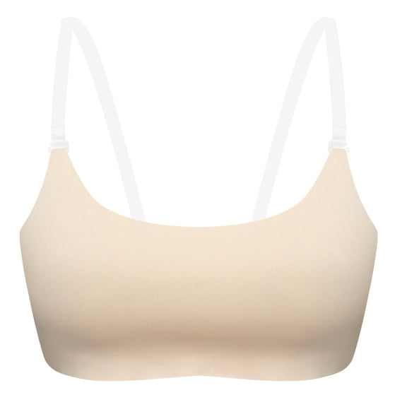 Ghalytn Invisible Clear Strap Wireless Bra, Seamless Daily Bra with See-Through Back Band, Soft Stretch Fabric for Dresses Tops