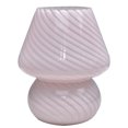 thumbnail image 1 of Lámparas de mesa de vidrio para mesita de noche, estilo vintage translúcido, decoración de setas pequeñas a rayas, luz en forma de remolino para ambiente, niños (rayas blancas), 1 of 5