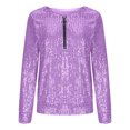 thumbnail image 4 of PiGOGI Women's Round Neck Long Sleeve Loose Blouse Tops for Women Fall Winter Casual Comfortable Daily Wear Purple M, 4 of 6