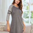 thumbnail image 7 of Women's Nightgowns 3/4 Sleeve Sleep Shirts Soft Two Striped Nightshirts Contrast Color Nightdress S-3XL, 7 of 7