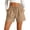 Khaki, variant on Womens Cargo Shorts Casual High Waisted Drawstring Knee Length With Pockets