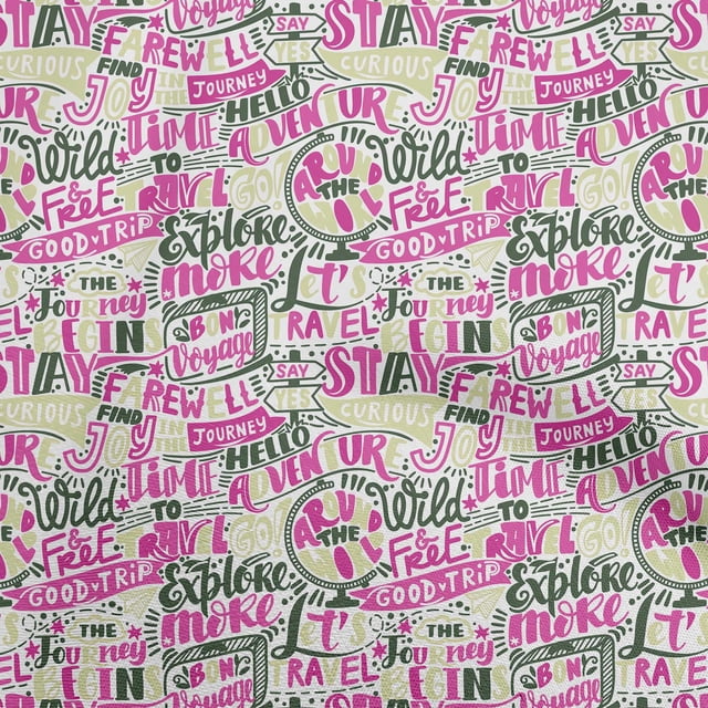 oneOone Rayon Pink Fabric Writing Text Fabric For Sewing Printed Craft Fabric By The Yard 56 Inch Wide
