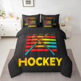 thumbnail image 2 of jejeloiu ice Hockey 7pcs Bedding Comforter Set,Ball Sport Game Queen Bedding Sets,Colorful Geometric Stripes Queen Sheet Sets For Boys,Ultra Soft Home Decor Reversible, 2 of 8