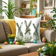 thumbnail image 2 of MXTPOV Pillow Covers 18x18, Cute Rabbits Easter Eggs Striped Plaid Pillow Covers for Couch Sofa, Easter Decorations, Decorative Throw Pillow Covers for Home Decor, 2 of 5
