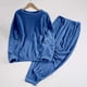 thumbnail image 1 of Conjunto de pijama de terciopelo grueso y cálido para mujer, de color liso y holgado, con pantalones de poliéster para invierno., 1 of 6