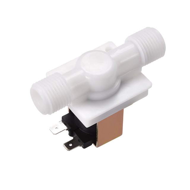 Válvula solenoide eléctrica de agua de plástico DC24V G1/2" normalmente abierta N/O interruptor de flujo de entrada de presión