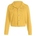 thumbnail image 4 of Meichang Cropped Jean Jackets for Women Fashion Short Denim Shacket Jacket Lapel Long Sleeve Washed Button Down Jean Jacket Coat with Pockets Yellow XXXL, 4 of 5