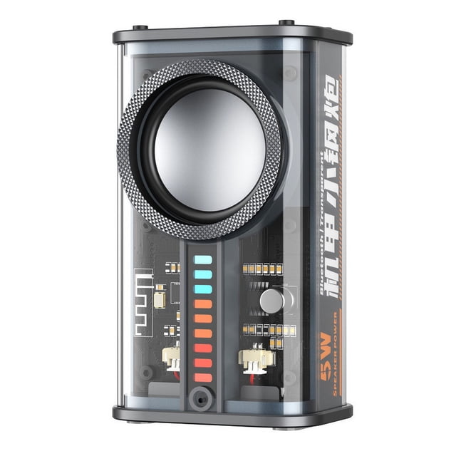 Altavoz Bluetooth con cañón de acero pequeño y transparente, subwoofer con sonido y ritmo de luz, serie TWS, Bluetooth 5.0, altavoz pequeño creativo