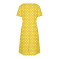 thumbnail image 5 of Women Dresses Summer Plus Size Short Sleeve V-Neck Casual Polka Dot Midi Shift Dresses Beach Sundresses Yellow XXL, 5 of 8