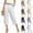 04# White, variant on Dress Capri Pants for Women Lightweight High Waisted Wide Leg Trousers Summer Business Casual Pants with Pockets Army Green L