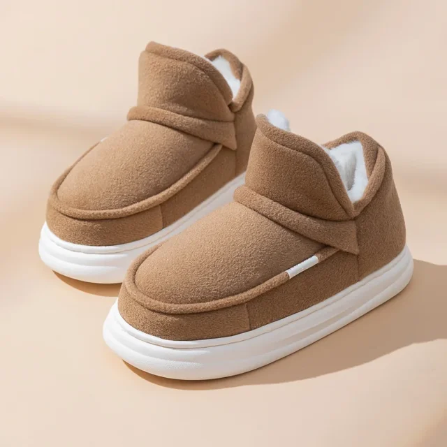 Botas de plataforma cálidas para mujer, botas de nieve de piel para exteriores de invierno para mujer, botas casuales de mujer, zapatos de algodón de felpa de suela gruesa para parejas