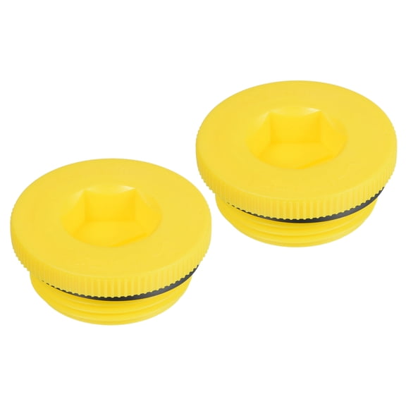 Uxcell G1-1/4 Hold Plugs Plastic Male Threaded Hex Socket End Cap, Yellow 2 Pack