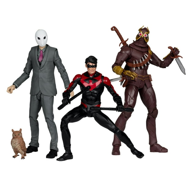 Figura de acción McFarlane Toys DC Multiverse Nightwing vs Talon & Owl, 7 pulgadas, etiqueta dorada