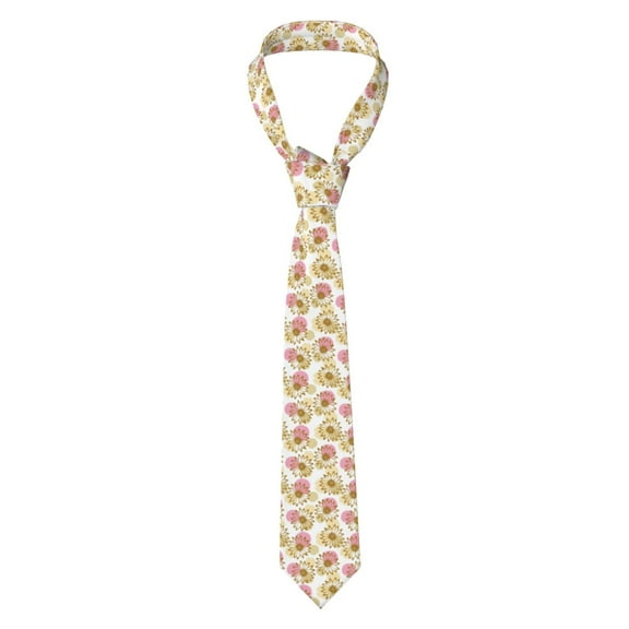 Naloa Sunflowers Print Solid Color Tie Formal Necktie for Men，Suitable for business, daily life, work