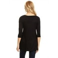 thumbnail image 4 of Women's Solid Basic Casual Side Button Trim Round Neck Blouse Shirt Tunic Top, 4 of 5