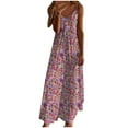 thumbnail image 3 of ZVAVZ Beach Dresses for Women 2025 Vacation,Women Vinatge Floral Sleeveless Maxi Sun Dress Strap V Neck Ankle Casual Long Dresses Multicolor,S, 3 of 6