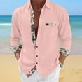 thumbnail image 3 of ZCFZJW Men's Button Down Dress Shirts Vintage Floral Patchwork Long Sleeve Casual Shirts Holiday Beach Hawaiian Shirts Vacation Wedding Shirts with Pocket Pink#06 L, 3 of 7