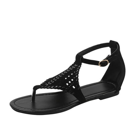 

Flat Thong Sandals for Womens Casual T-Strap Sandal Open Toe Slipper Flip Flops Strappy Rhinestone Flat Sandals
