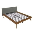 LHYY 1pc Queen Platform Bed Upholstered Headboard Dark Gray Chestnut ...