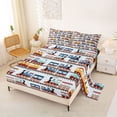 thumbnail image 2 of Erosebridal Colorful Railway Car Bed Sheets 4pcs For Boys,Kids Cartoon Railroad Train King Sheets,Blue Yellow, 2 of 5