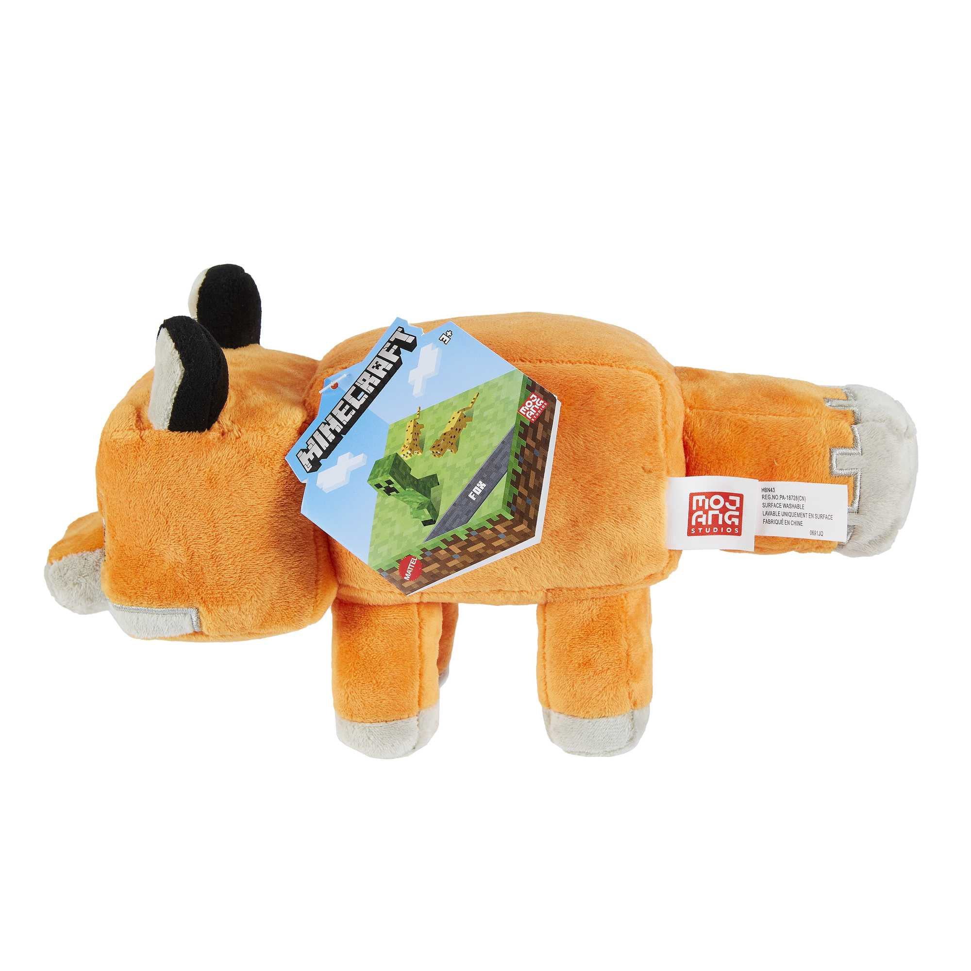 Minecraft Plush Fox Toy, 8-inch Collectible Soft Doll Inspired by Video Game Character