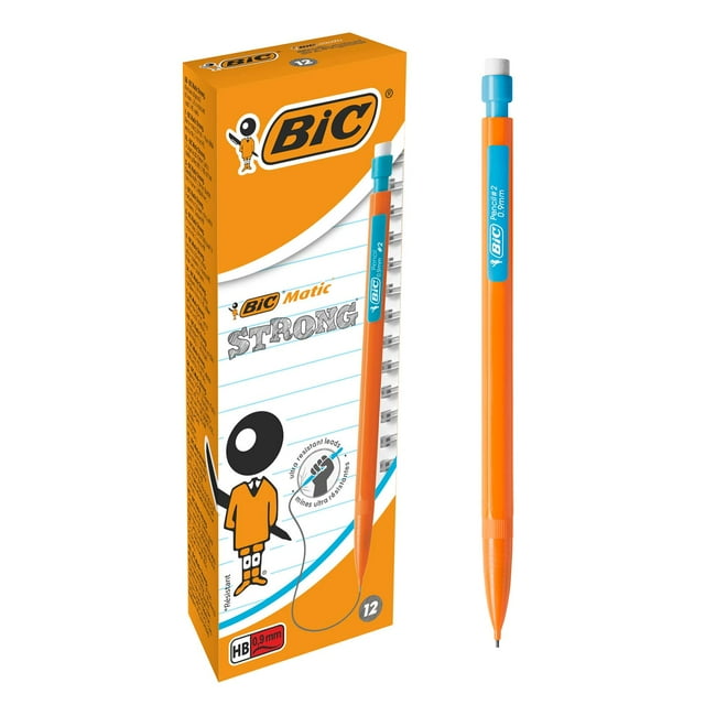 Lápices mecánicos BIC Matic HB de 0,9 mm, paquete de 12 con goma de borrar