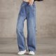 thumbnail image 4 of 3-9Y Spring Children's Jeans Simple Solid Color Loose Girls Straight Pants Childrens Denim Trousers Kid's Outwear Pants, 4 of 6
