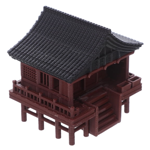 Homoyoyo Brown Vintage Pavilion Aquarium Ornament Fish Tank Landscape Decoration for Home and Office