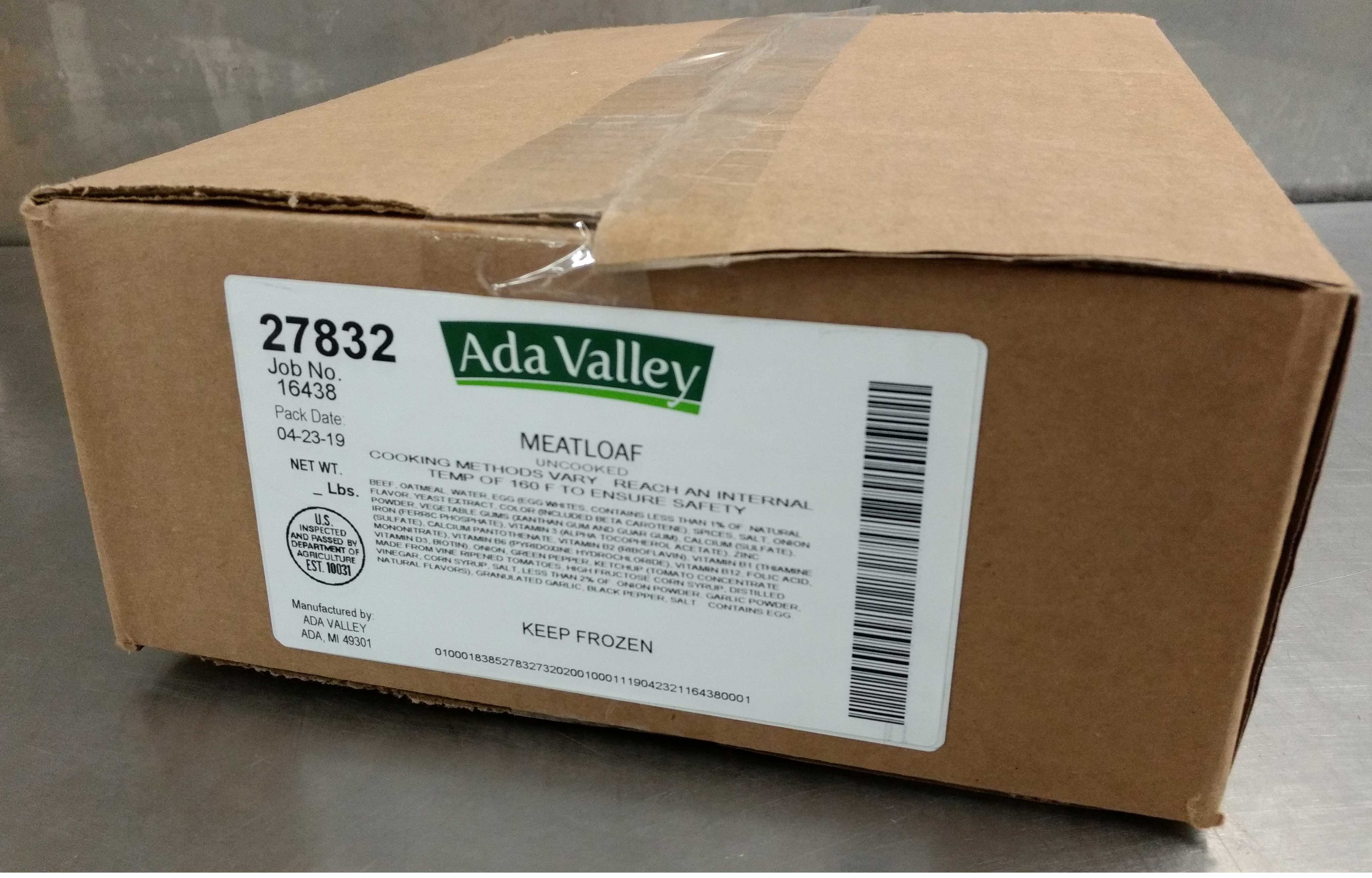 Ada Valley Gourmet Foods Uncooked Beef Meatloaf, 5 Pound -- 2 per case.