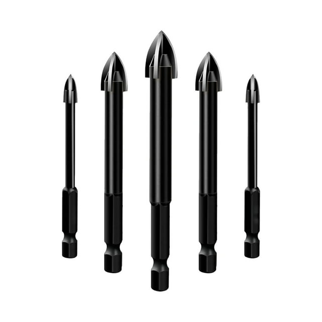 Décor d'Automne Intérieur 5 Pcs Outil de Perçage Universel Efficace Multi-Fonction Triangle Alliage Embout de Perceuse Outils en Carbure de Béton Ensemble de Robinets de Perceuse Adapté pour Carrelage en Verre Céramique Mur et Bois (3mm-7mm)