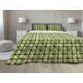 thumbnail image 1 of Olive Green Comforter & Sham Bedding Set, Quilt Pattern Traditional Scottish Design Checkered Geometrical, 3 pcs Duvet Set Microfiber Filling Quilt, 5 Sizes, Dark Green Yellow Brown, by Ambesonne, 1 of 4