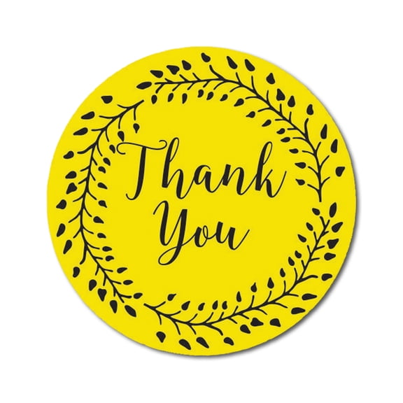 Darling Souvenir Round 1.6 Inches Yellow Vines Border Thank You Stickers Non Customized Gift-45 Pcs