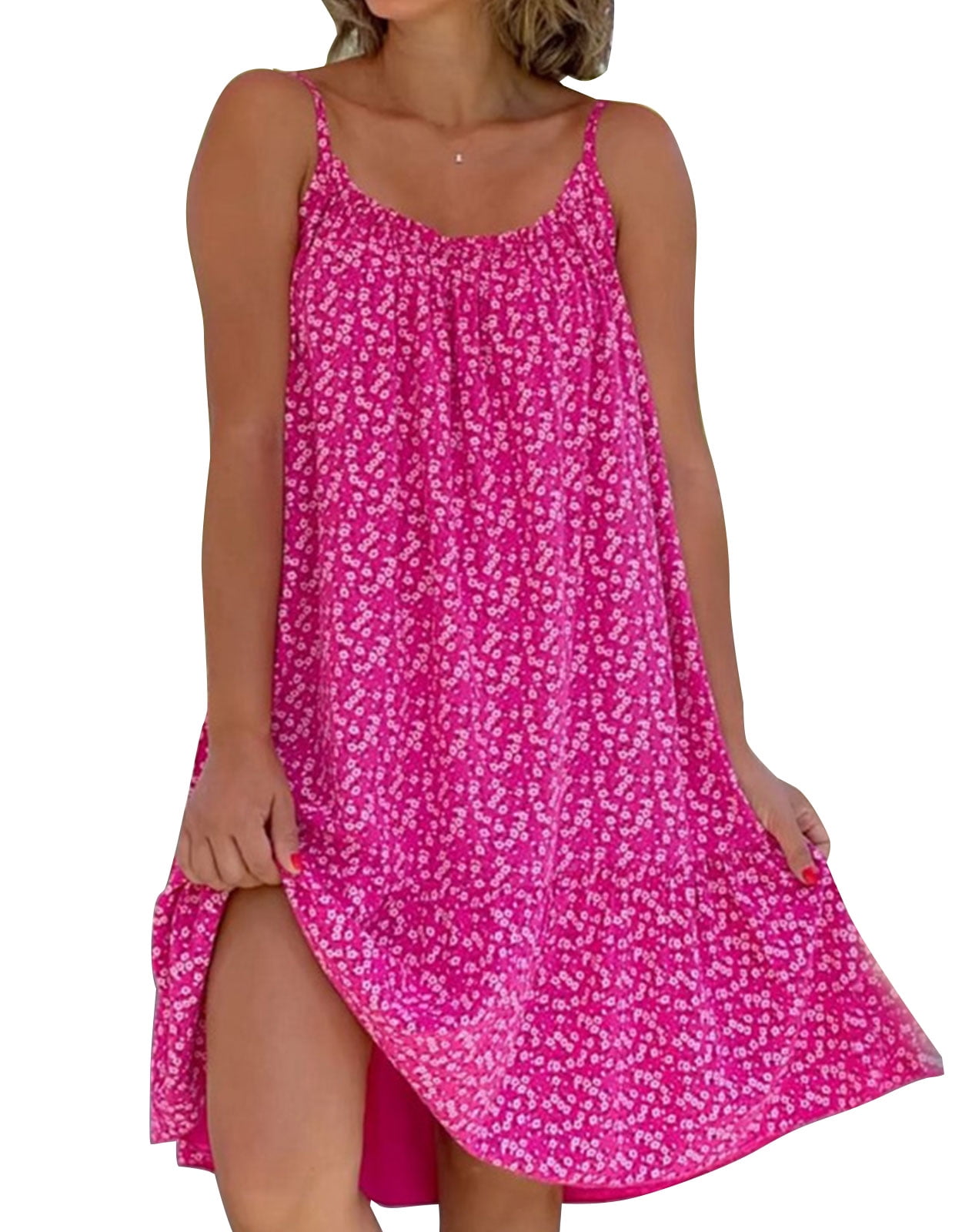Cogild Swimsuit Cover Up Floral Dress For Women Spaghetti Straps Tank Beach Cover Up Dress Plus