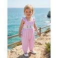thumbnail image 4 of BemeyourBBs Toddler Baby Girls Summer Clothes Cute Infant Baby Girls One Piece Outfit Romper Overalls Ice Cream Embroidery Ruffled Sleeves Square Neck Jumpsuit, 4 of 9