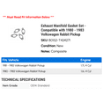 thumbnail image 2 of Exhaust Manifold Gasket Set - Compatible with 1980 - 1983 Volkswagen Rabbit Pickup 1981 1982, 2 of 2